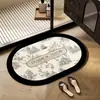 Novo Tapete de Banheiro Estilo Chinês de Terra de Diatomáceas, Tapete de Entrada de Vaso Sanitário, Secagem Rápida, Antiderrapante, Absorvente de Água