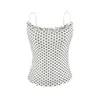 Conjunto de verano coreano casual de ajuste ceñido para mujer con top de tirantes de lunares negros y falda recta