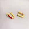 Brincos de moda em forma de U frescos estilo japonês e coreano para mulheres, latão galvanizado ouro 18K real, esmalte de cor sólida, textura de alta qualidade