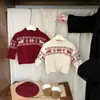 Atmósfera Navideña Tejido de Punto Engrosado Nuevo Estilo Bebé Masculino y Femenino Año Nuevo Rojo Tejido de Punto Jacquard Estilo Bebé Top