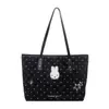 2026 Nova Bolsa Tote Fofa de Desenho Animado com Bolinhas Pretas e Brancas para Mulheres, Bolsa de Ombro Grande Capacidade, Bolsa de Pelúcia Estrela para o Dia a Dia