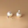 Pendientes de botón Nalan de Plata de Ley S925 con Diamante Individual y Perla Swarovski, Pendientes Exquisitos y Simples Estilo Ins Diseño de Nicho M07889