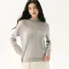 Suéter de cachemira para mujer con diseño hueco de borde festoneado, elegante y favorecedor, perfecto como capa base, top de punto casual