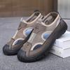 Sandálias Baotou Masculinas Respiráveis de Verão com Furos de Malha Vazada Sapatos para Uso Externo Antiderrapantes Leves Esportivos Casuais Sapatos de Praia