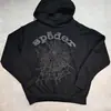 Foto Real da Marca Americana Tendência Spder555 Moletom com Capuz Terry Fleece Pesado 450g Sp5Der Versão Alta Sudadora