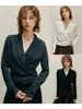 [Experiencia de Lujo] Suéter de punto de lana merino ultrafina, con cuello en V cruzado, simple y elegante para mujer