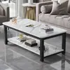 Mesa de Centro Apartamento Pequeno Sala de Estar Casa Nórdico Simples Mesa de Centro Faux Mármore Econômica Criativa Aço Madeira Pequena Mesa de Centro