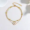 Pulseira Estrela de Cinco Pontas Concha Francesa com Revestimento PVD Aço Inoxidável Resistente à Cor Versátil para o Dia a Dia Joia de Mão Exquisita Empilhável para Mulheres