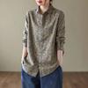 Comércio exterior exportação nova camisa estampada de algodão puro design feminino artístico retrô floral camisa de base top camisa Feminino
