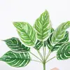 [Verde Perenne de 9 Cabezas Pequeño] Paisajismo de Plantas Verdes Simuladas Planta de Hojas Grandes Pared de Plantas Verdes Decoración de Paisaje Accesorios Verdes