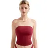 Top Tubo Dupla Camada Estilo Europeu e Americano, Puro e Elegante, Design Transfronteiriço, Curto e Ajustado ao Corpo, Roupa Feminina Sexy e na Moda