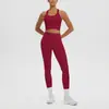 Top sin mangas Racerback de Alta Elasticidad Transpirable Agradable para la Piel Antishock para Yoga Deporte Correr Fitness Pantalones Largos de Cintura Alta Conjunto de Yoga