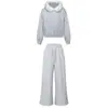 Conjunto Esportivo Doce para Mulheres, Novo Estilo Outono e Inverno, Jaqueta Moletom com Capuz Forrada de Lã e Espessada, Conjunto Casual de Duas Peças