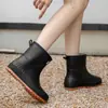 Zapatos de Lluvia con Suela Suave para Mujer, Moda de Invierno, Ropa de Exterior con Forro de Felpa, Zapatos de Agua Impermeables Antideslizantes Nuevos, Zapatos de Goma para Cocina
