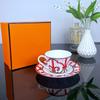 Juego de taza y platillo de café retro de corte europeo transfronterizo para amantes del té de la tarde, taza y platillo para novias, salón de té, cafetería
