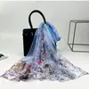 Bufanda Larga de Hiedra de Moda 50*160 Bufanda de Seda Versátil con Georgette Similar a la Seda para Mujer, Bufanda Fina de Seda