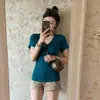 Camiseta Básica de Manga Corta de Algodón Puro Color Sólido Estilo Coreano Dulce para Mujer, Paquete de 40, Top de Moda de Verano con Cuello en V