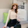 Camiseta Interior de Cuello Medio para Mujer, Otoño e Invierno, Ajuste Delgado Versátil, Simple, Alta Elasticidad, Manga Larga