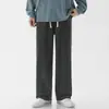 Jeans de Hombre Transfronterizos de Boutique para Hombre Versátiles de Color Sólido Holgados Rectos High Street Cintura Elástica Casual Pantalones de Pierna Ancha