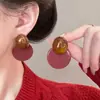 Pendientes Geométricos Ovalados de Resina Transfronterizos Europeos y Americanos con Contraste de Aguja Plateada Estilo Retro de Hong Kong Simples de Nicho Pendientes de Gama Alta
