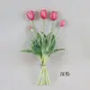 Goma Suave Ramo de 5 Tallos Tulipanes Decoración de Mesa para el Hogar Boda Ramo de Novia Tulipanes de Tacto Artificiales