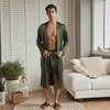 Conjunto de Shorts de Pijama Masculino Transfronteiriço, Roupa de Casa Lisa, Conjunto de Shorts com Roupão, Pijamas Finos