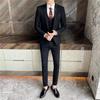 Jaqueta Casual Masculina 2025 Primavera e Outono Estilo Coreano Manga Longa Moda Urbana Terno de Três Peças Calça de Terno Terno
