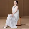Novo Vestido de Algodão e Seda para Mulheres 2026, Moda de Verão de Alto Padrão, Corte Solto, Sem Mangas, Longo, em Algodão Artificial