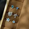 Uñas Azules de Hueso de Oreja para Vacaciones Azules Pendientes de Acero de Titanio 316L para Perforación de Oreja Pendientes para Múltiples Perforaciones