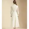 Moda Femenina Nueva Primavera/Verano 2026 de Amazon Vestido Bordado de Manga Larga con Solapa de Linterna Falda Larga con un Toque de Lujo Ligero y de Alta Gama