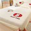 Toalla de Elefante Pequeño Bordada Sábana de Terciopelo de Leche Pieza Única Invierno Cubierta de Colchón de Terciopelo de Coral Cálido Protector Plus Cubierta de Cama de Terciopelo