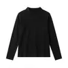 Top de terciopelo alemán simple y versátil de cuello medio alto para otoño e invierno, ropa para mujer de talla grande que disimula la grasa corporal y crea un efecto adelgazante, camiseta básica 3002
