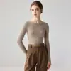 Estilo Outono e Inverno Suéter de Caxemira Tricô Feminino Simples Gola Alta Meia Slim Fit Macio e Amigo da Pele Camada Interna de Lã Tricô