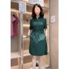 Bienes Europeos Sentido de Diseño de Nicho Cordones Cintura Alta Holgada Adelgazante Cuello Polo Vestido Camisa para Mujer Elegante Verano Nuevo