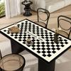 Estilo Francês Vintage Mesa de Jantar de Luxo Leve Jogo Americano Toalha de Mesa Tabuleiro de Xadrez Lavável À Prova de Óleo À Prova d'Água Mesa de Centro Couro Anti-queimadura Jogo Americano de Mesa Doméstico