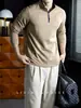 [Maduro y Sofisticado] Sudadera con Media Cremallera y Cuello Alto para Hombre de Lyocell, Cómoda y Amigable con la Piel, Camiseta de Manga Larga con Bloques de Color Otoño/Invierno