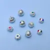 Prata Pura S999 Contas Espaçadoras Retrô Contas Redondas de Meteorito Contas Soltas Marteladas Pulseira de Corda DIY Feita à Mão Acessórios de Joias com Contas