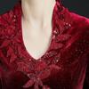 Vestido de terciopelo para madre de la novia Chen Miaoyan primavera y otoño nuevo de alta gama vestido de novia para suegra fabricantes venta al por mayor