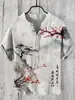 Europa y Estados Unidos transfronterizo nuevo 3D digital transferencia térmica flor animal paisaje figura 3 botones cuello mao manga corta camisa manga corta