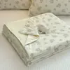Colcha de verão em seda estampada com toque fresco, colcha de ar condicionado pequena em seda gelada, colcha fresca de algodão tricotado com seda gelada e sensação de nuvem para o verão