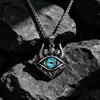 Pendente de Titânio Aço Diabo Mensageiro Europeu e Americano Personalidade Crânio Olho Azul Hip Hop Rock Masculino Pingente de Colar SP1003