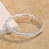 Pulsera de Brocado Plateada con Forma de Flor para Mujer, Pulsera Ajustable de Estilo Étnico de Empuje y Tira, Pulsera de Filigrana Sólida de Plata Pura de Imitación al por Mayor
