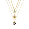 Collar con Colgante de Piedra Natural Esmaltada Miduoduo Cadena de Acero Inoxidable Estilo Simple Personalizado Joyería Moderna Versátil