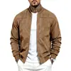 Chaqueta de piloto casual unisex para otoño e invierno, de gran tamaño, con cremallera de gamuza, cuello alto, manga larga, prenda exterior de Amazon