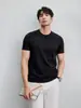 Lujo ligero y sentido de la moda~ Camiseta de manga corta para hombre de algodón Lyocell elástico y cómodo, camiseta fina de verano, agradable para la piel, de alta gama
