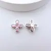 Cuentas Espaciadoras de Cobre Chapado en Oro con Múltiples Agujeros Trébol de Cuatro Hojas Accesorios para Joyería DIY Moda Circonita Microincrustada Materiales para Cuentas