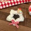 Pinza Blanca de Peluche con Forma de Estrella para el Cabello de Otoño e Invierno, Pinza Bb Versátil para Niñas, Elegante Pinza Lateral de Oso Manzana
