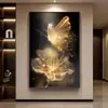Pintura decorativa moderna de borboleta de luxo leve para sala de estar, arte de parede para hall de entrada, mural de alta qualidade para corredor de frente para a porta