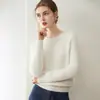 Suéter gola redonda ombro raglã 100% cashmere outono e inverno para mulheres, pulôver solto e casual, suéter base espesso e quente