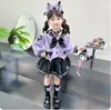 Conjunto de Verano de Dos Piezas Estilo Academia Bebé Kuromi 2024 JK Conjunto de Falda Plisada Falda Corta de Niña Falda Corta Mangas Cortas